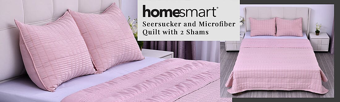 HOMESMART Seersucker and Microfiber Quilt with 2 Shams Banner