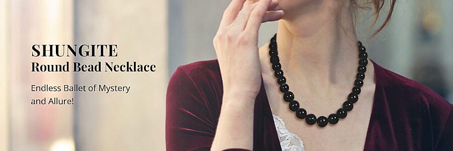 Shungite Round Bead Necklace Banner