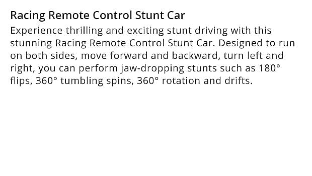 Racing Remote Control Stunt Car