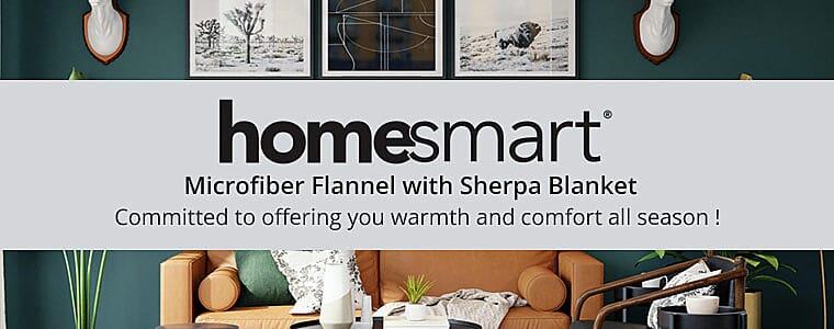 HOMESMART Microfiber Flannel with Sherpa Blanket Banner