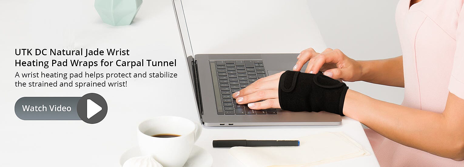 UTK DC Natural Jade Wrist Heating Pad Wraps for Carpal Tunnel Banner