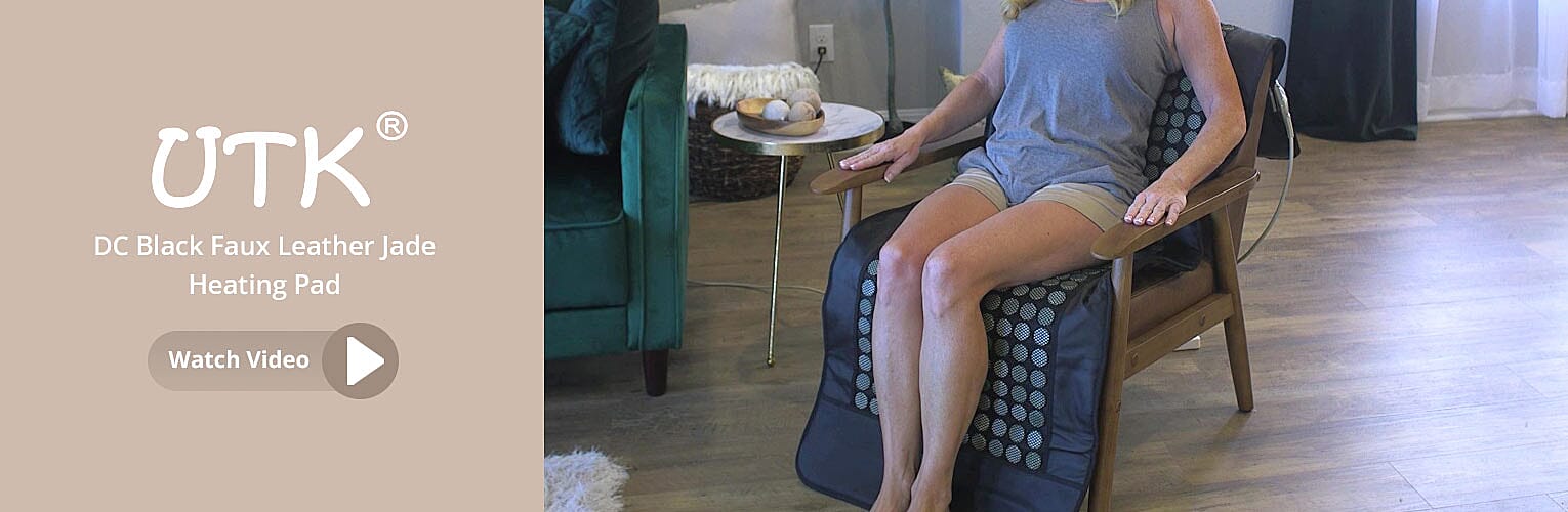 UTK DC Black Faux Leather Jade Heating Pad Banner