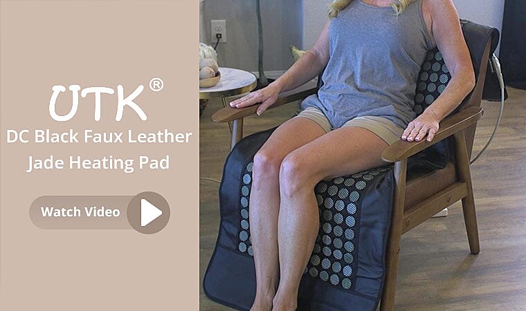 UTK DC Black Faux Leather Jade Heating Pad Banner