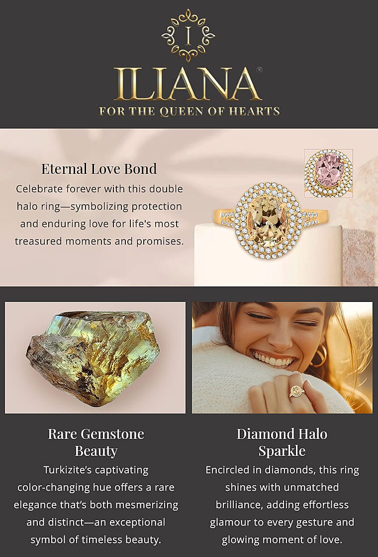 Iliana AAA Turkizite and G-H SI Diamond 2.50 ctw Double Halo Ring Banner