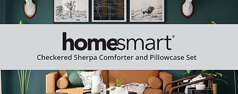Checkered Sherpa Comforter and Pillowcase Set Banner