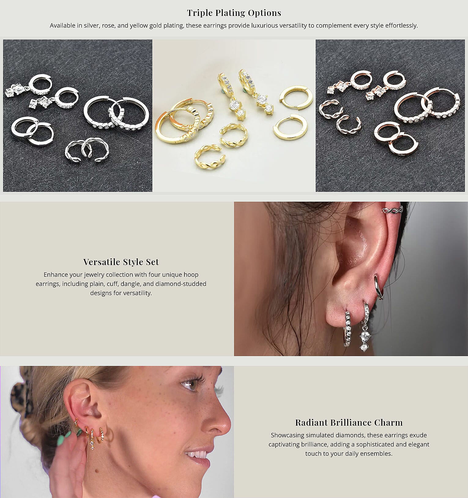 Ear Party, Set of 4 Simulated Diamond 1.30 ctw Earrings Banner