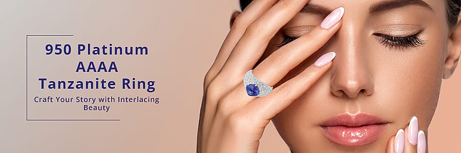 950 Platinum AAAA Tanzanite Ring  Banner