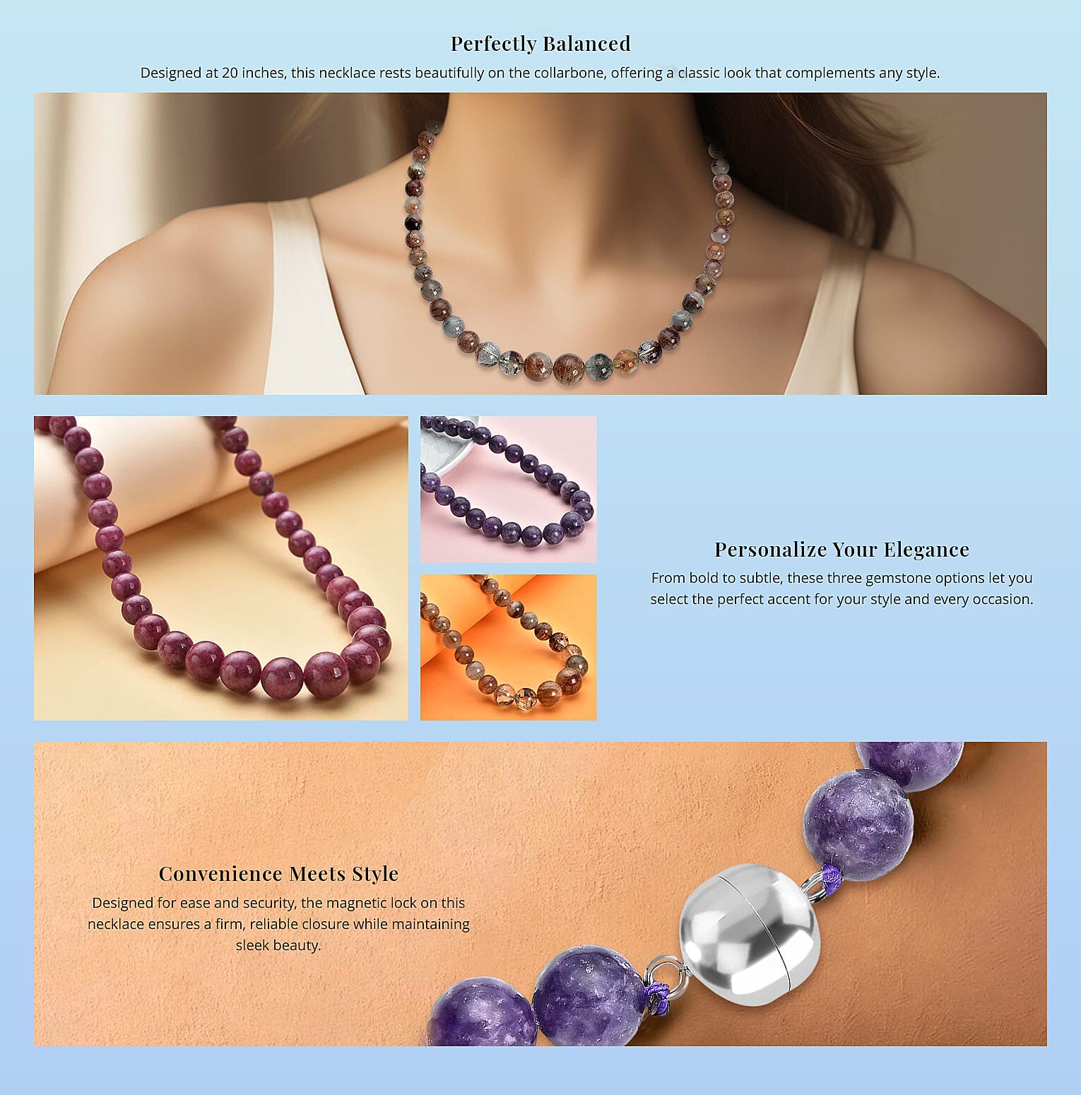 Phantom Multi Quartz 343.00 ctw Beaded Necklace 20 Inches Banner