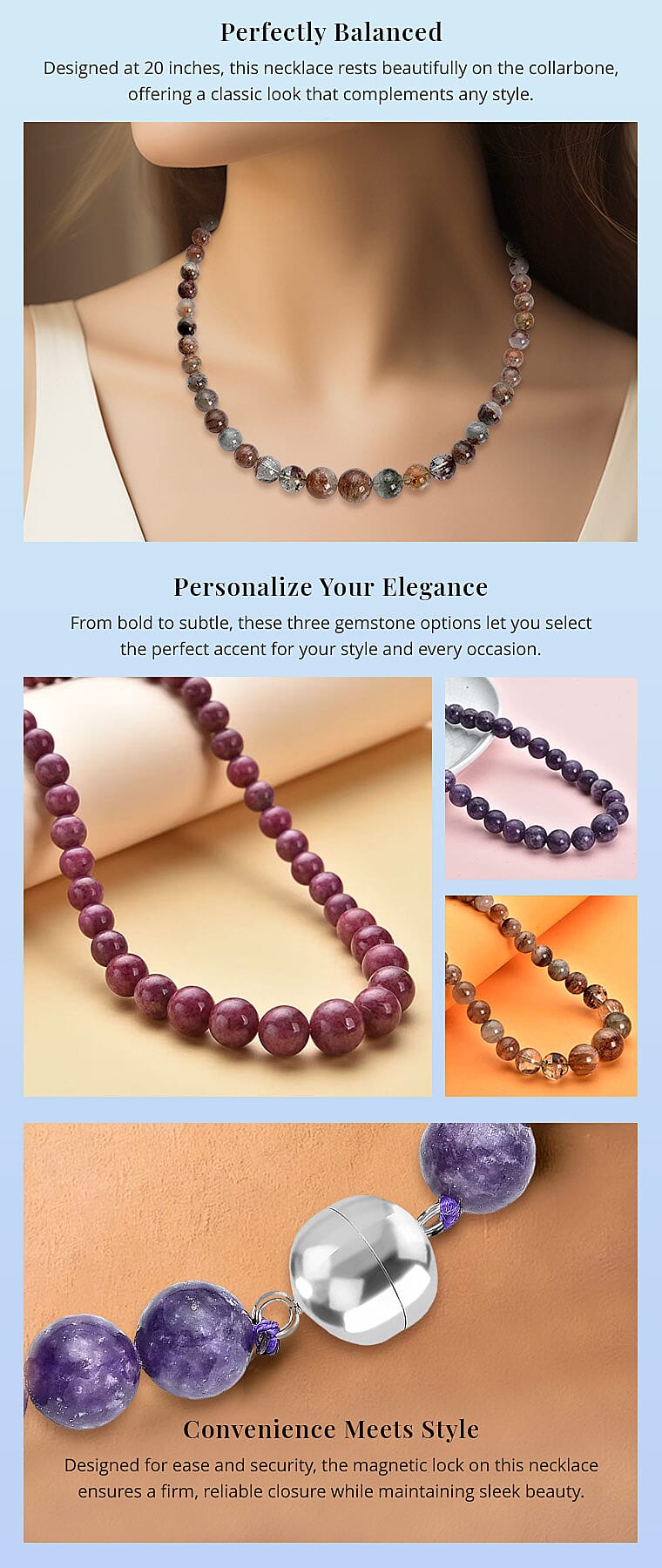 Phantom Multi Quartz 343.00 ctw Beaded Necklace 20 Inches Banner