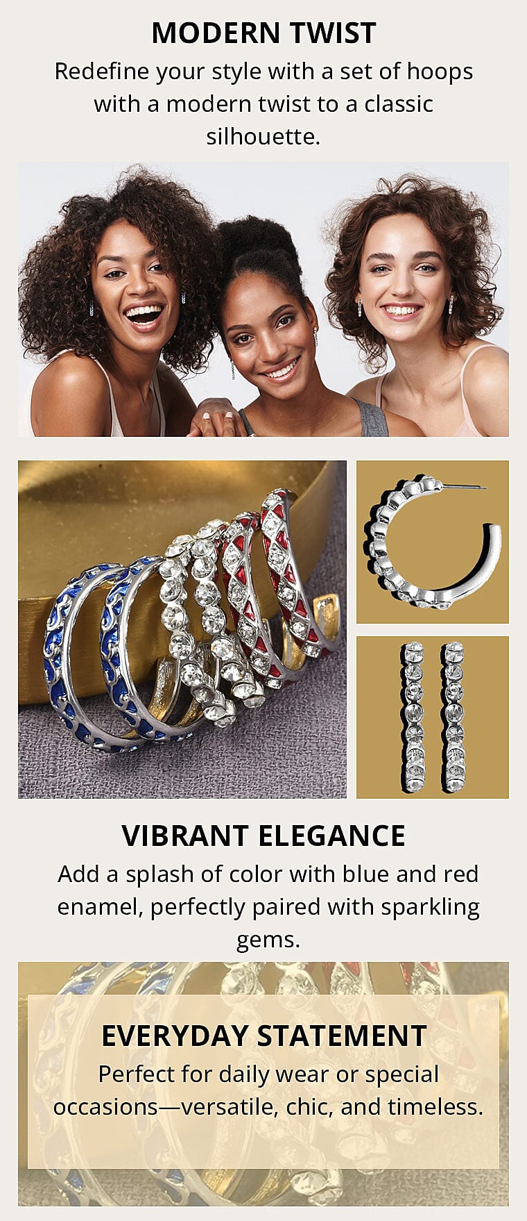 Set of 3 Austrian Crystal Criss Cross Earrings In SilvertoneBanner