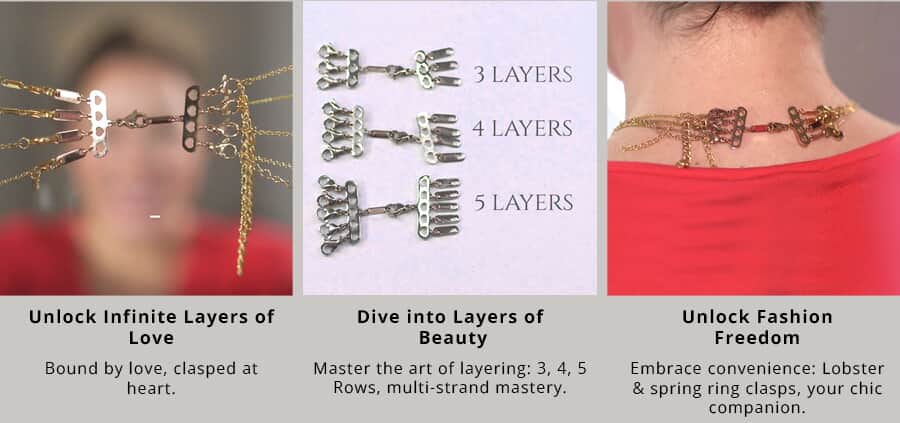 ROZYARD 3 Pieces Lobster Clasp Lock Double Opening Necklace