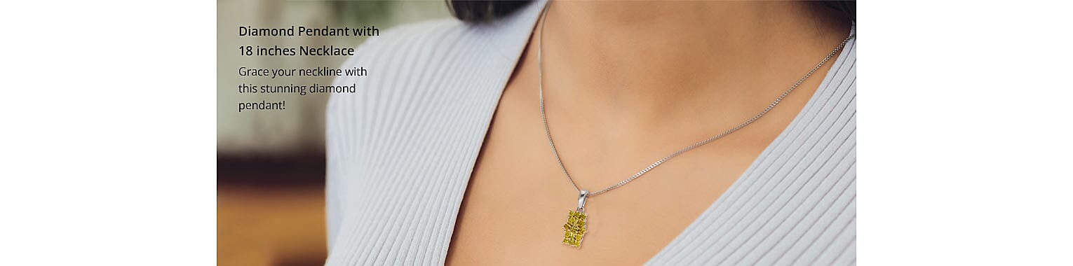 Diamond Pendant with 18 inches Necklace Banner