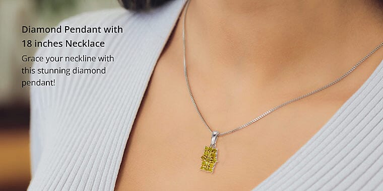 Diamond Pendant with 18 inches Necklace Banner