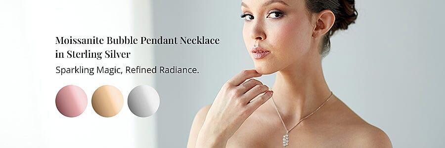 Moissanite Bubble Pendant Necklace in Sterling Silver Banner