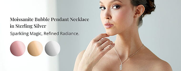 Moissanite Bubble Pendant Necklace in Sterling Silver Banner