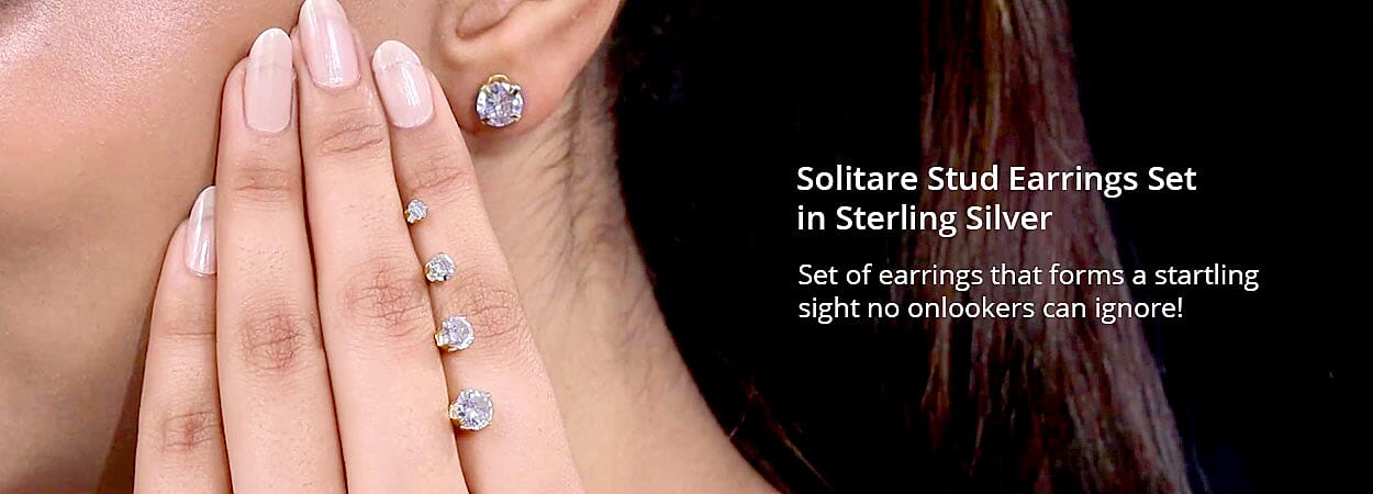 Solitare Stud Earrings Set Banner