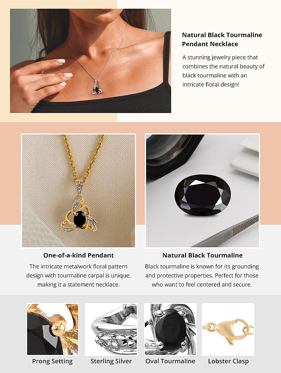 Natural Black Tourmaline Pendant Necklace Banner