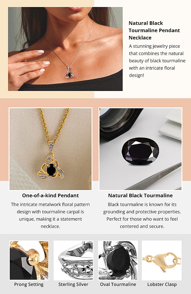 Natural Black Tourmaline Pendant Necklace Banner