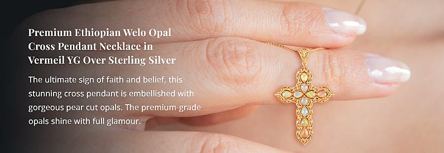 Premium Ethiopian Welo Opal Cross Pendant Banner