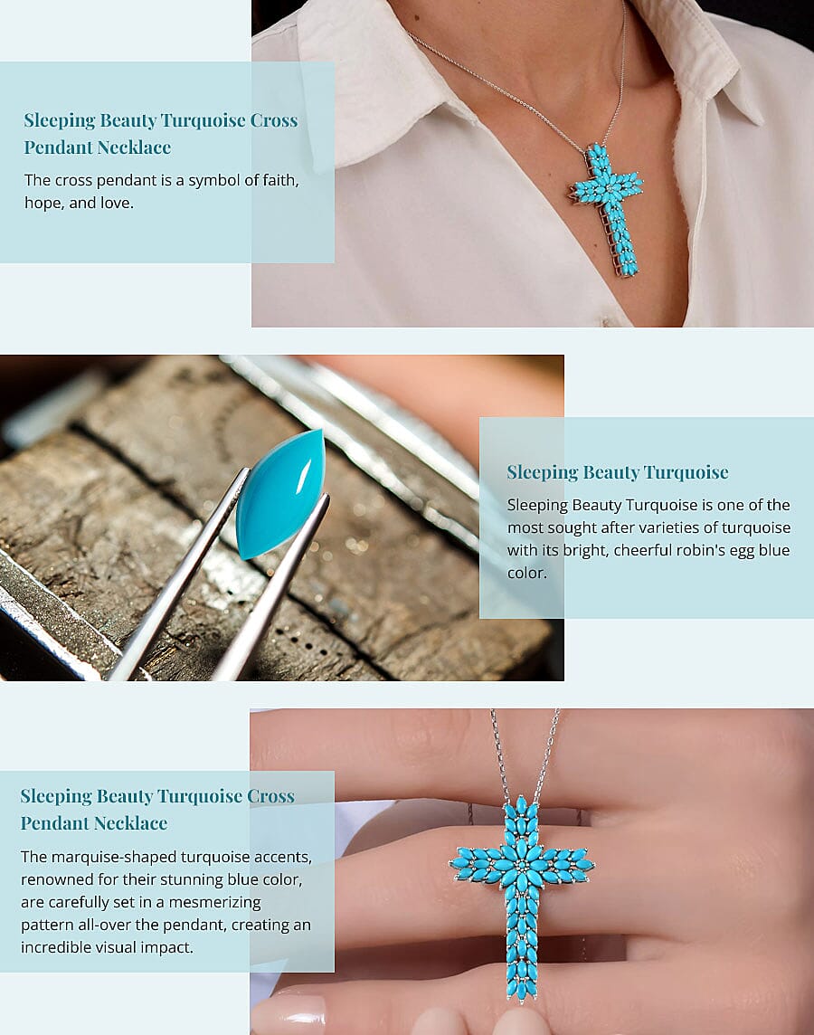 Sleeping Beauty Turquoise Cross Pendant Necklace Banner