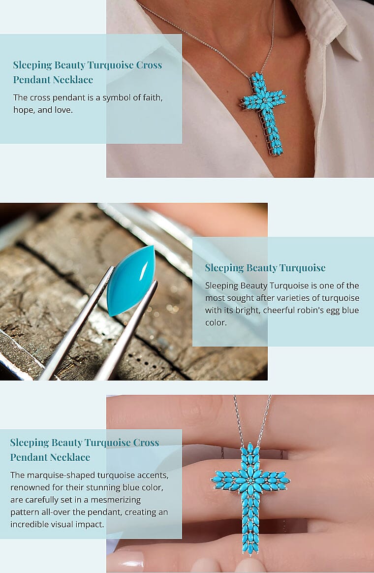 Sleeping Beauty Turquoise Cross Pendant Necklace Banner