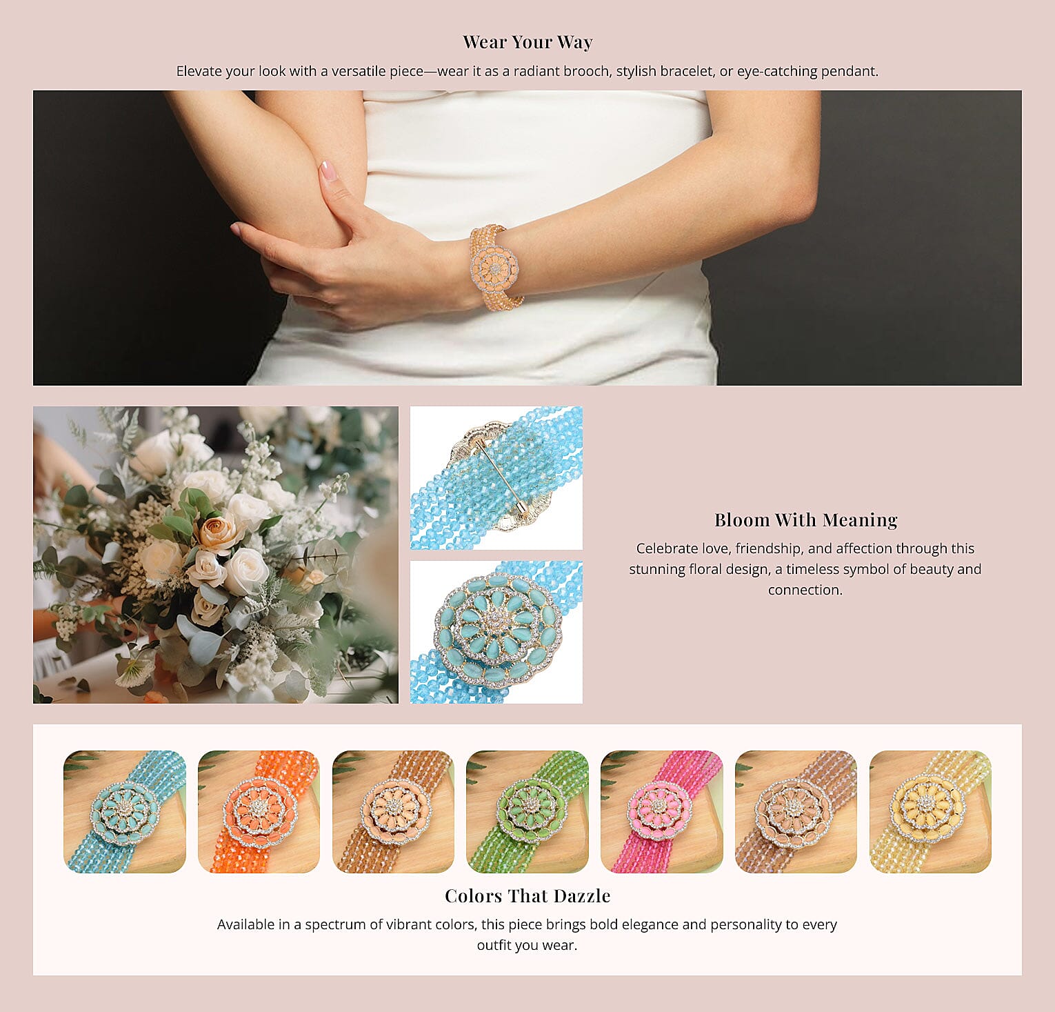 Color Glass and Austrian Crystal Beaded Multi Strand Bracelet Banner