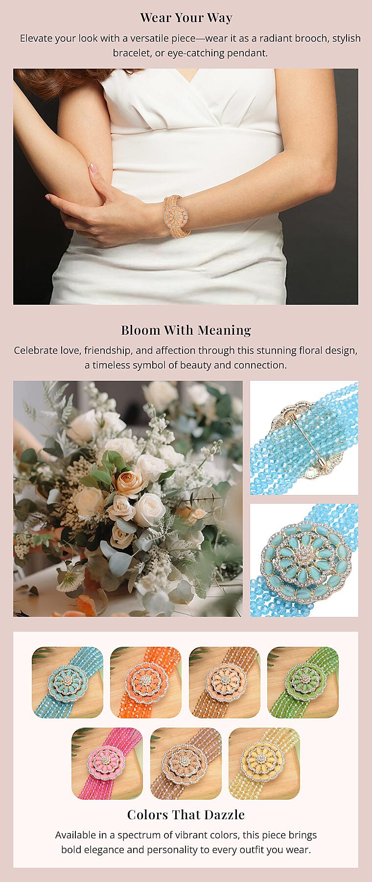 Color Glass and Austrian Crystal Beaded Multi Strand Bracelet Banner