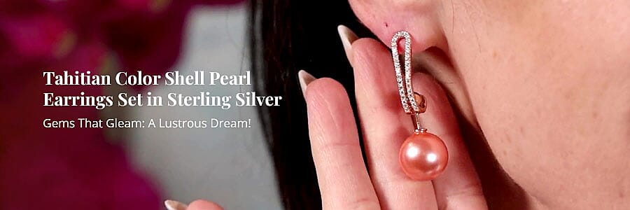 Tahitian Color Shell Pearl Earrings Set in Sterling Silver Banner