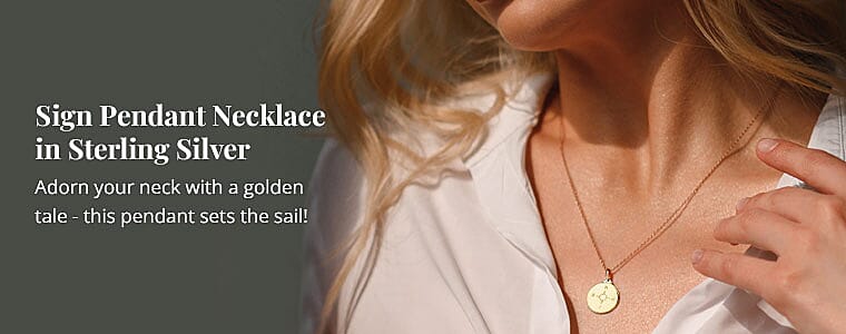 Sign Pendant Necklace in Sterling Silver Banner