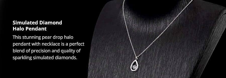 Simulated Diamond Halo Pendant Banner