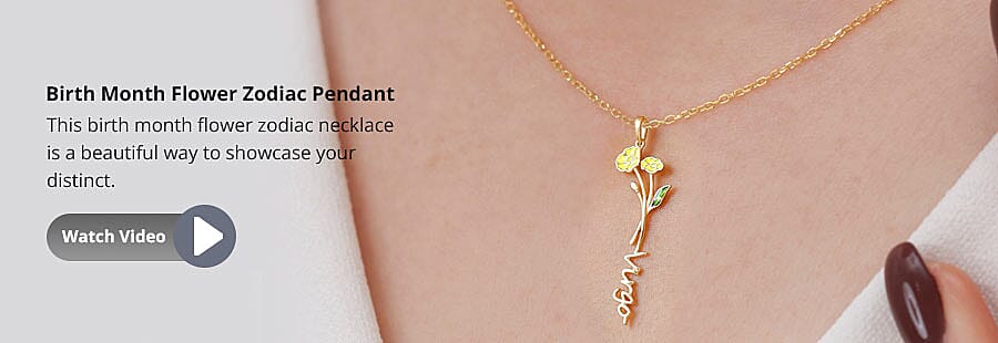 Birth Month Flower Zodiac Pendant Banner