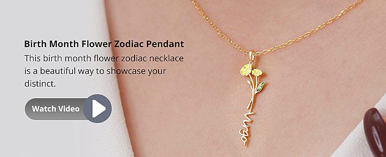 Birth Month Flower Zodiac Pendant Banner