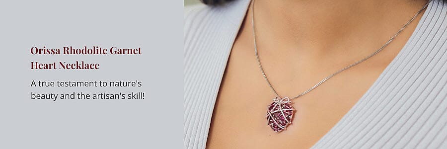 Orissa Rhodolite Garnet Heart Necklace Banner