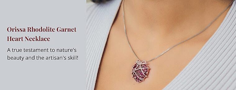 Orissa Rhodolite Garnet Heart Necklace Banner