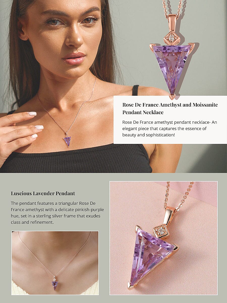 Rose De France Amethyst and Moissanite Pendant Necklace Banner