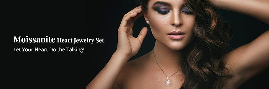 Moissanite Heart Jewelry Set Banner