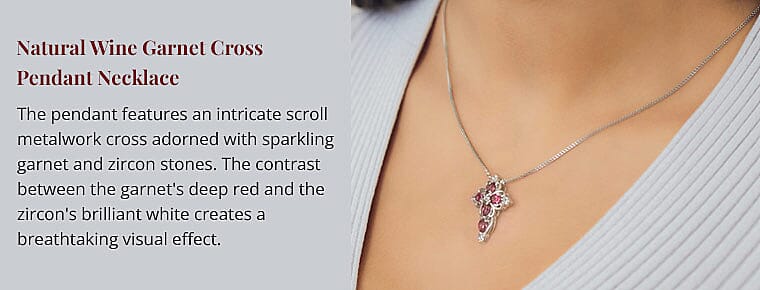 Natural Wine Garnet Cross Pendant Necklace Banner