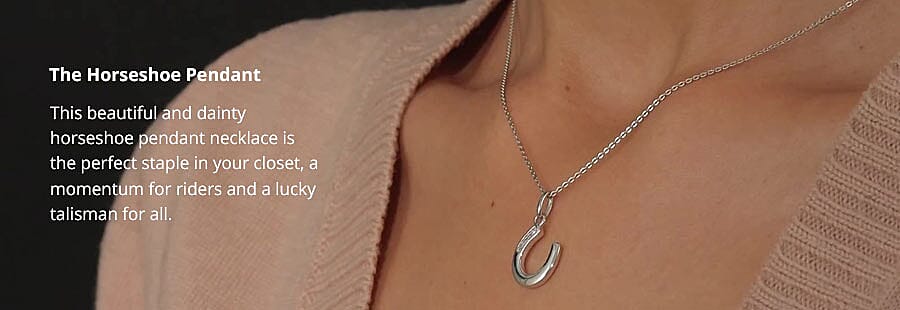 Natural White Zircon Lucky Horseshoe Pendant Banner