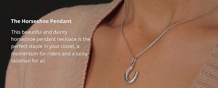 Natural White Zircon Lucky Horseshoe Pendant Banner