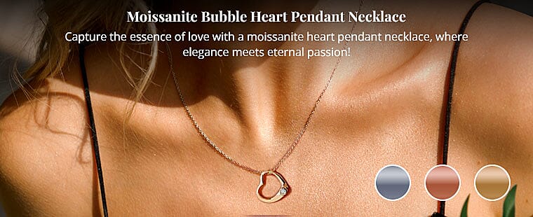 Moissanite Bubble Heart Pendant Necklace  Banner
