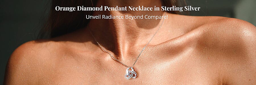 Orange Diamond Pendant Necklace in Sterling Silver Banner