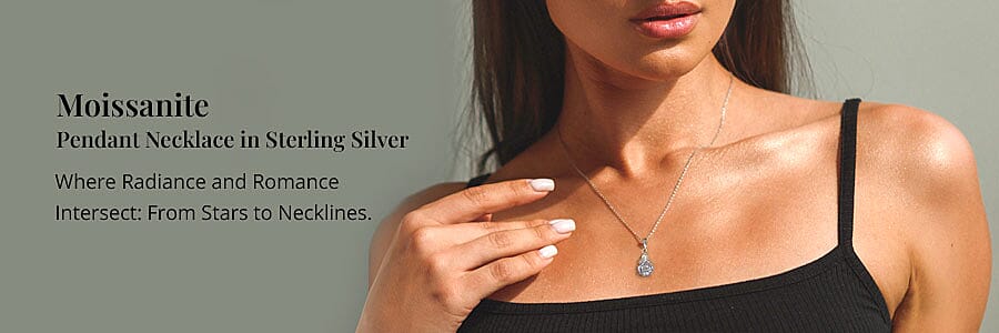 Moissanite Pendant Necklace in Sterling Silver Banner