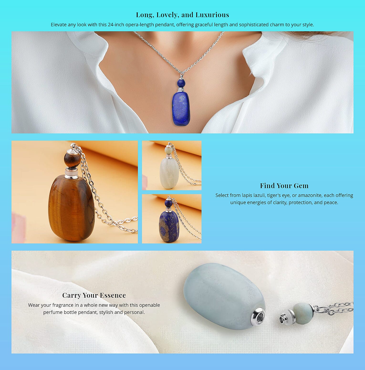 Lapis Lazuli 90.00 ctw Perfume Bottle Pendant Necklace Banner