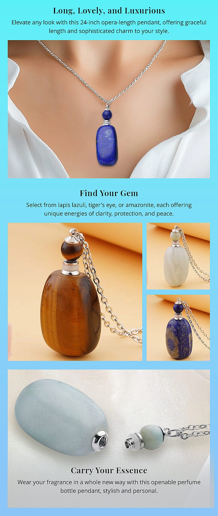 Lapis Lazuli 90.00 ctw Perfume Bottle Pendant Necklace Banner