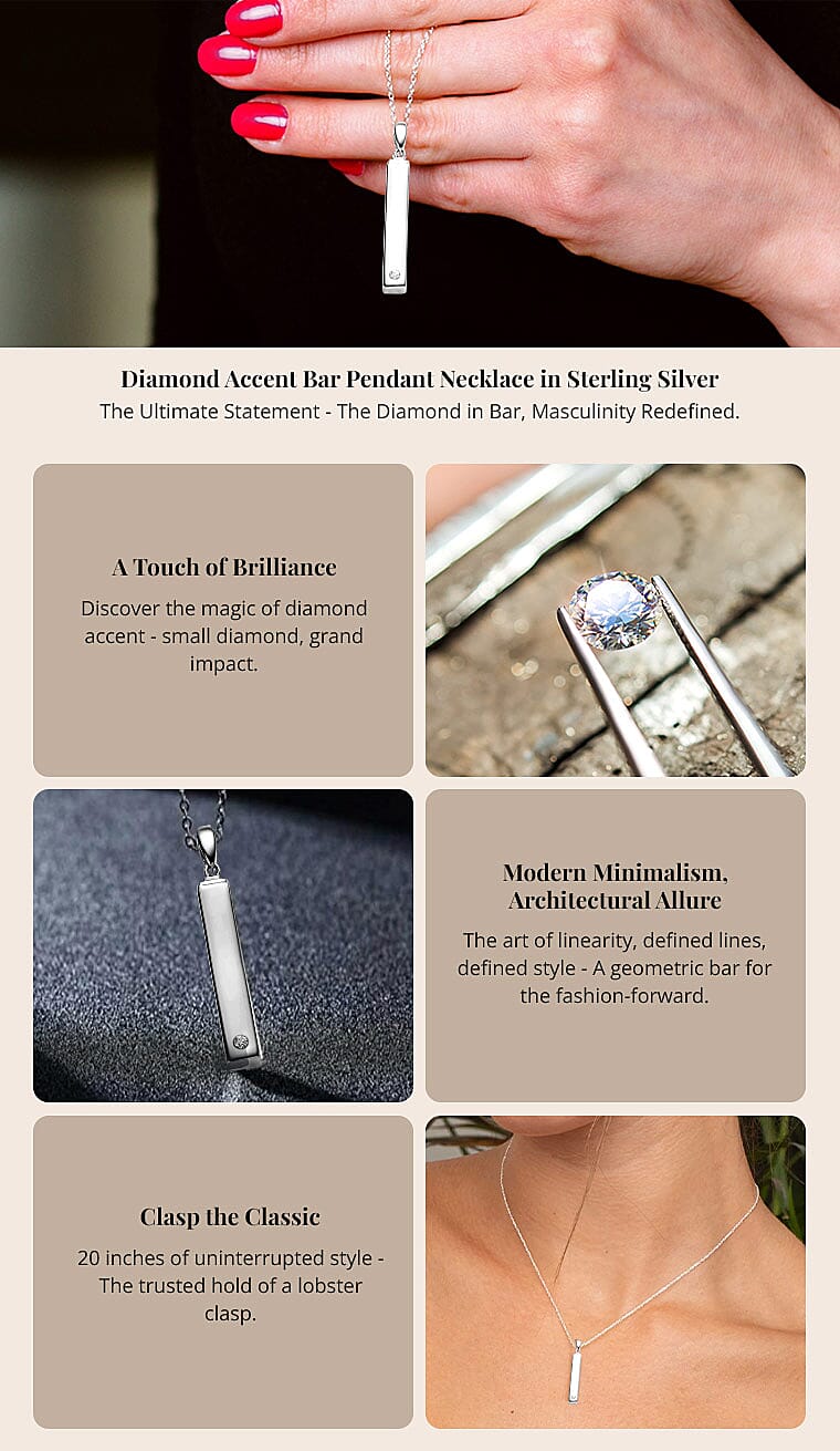 Diamond Accent Bar Pendant Necklace in Sterling Silver Banner