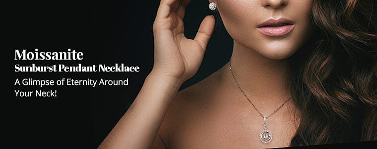 Moissanite Sunburst Pendant Necklace Banner