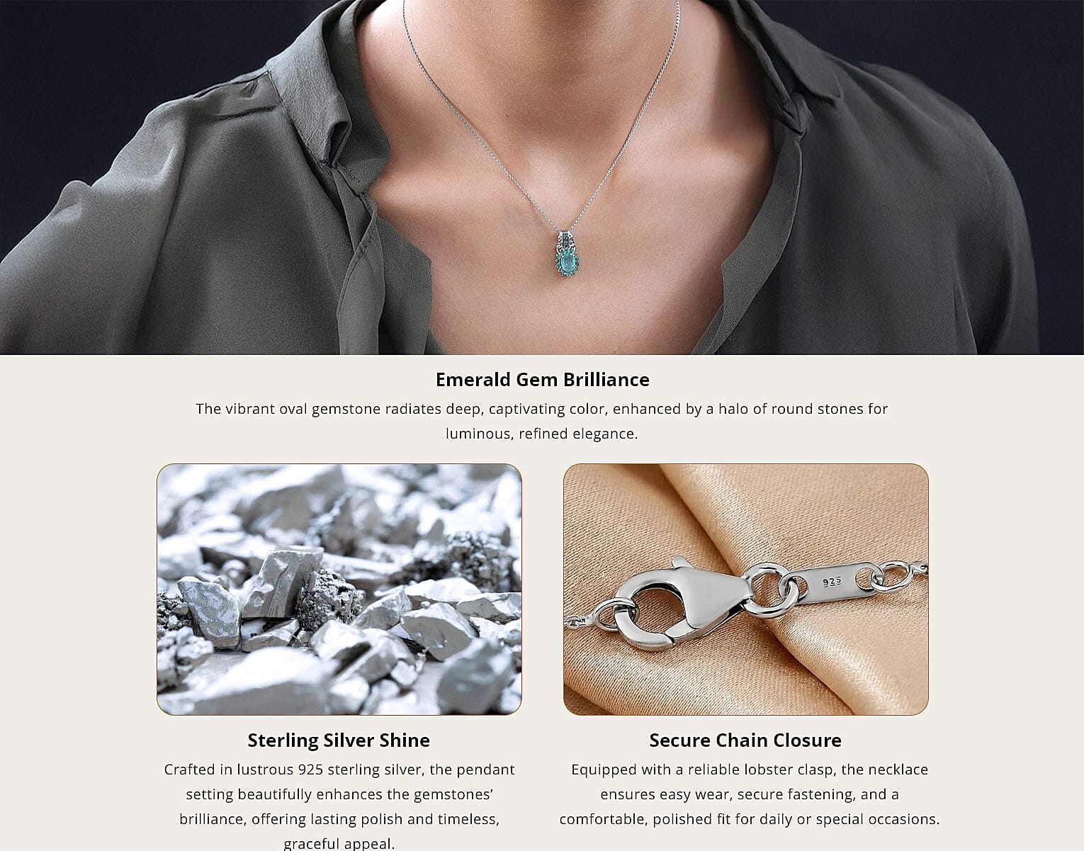Kagem Zambian Emerald Pendant Necklace 20 Inches in Platinum Over Sterling Silver 1.00 ctw Banner