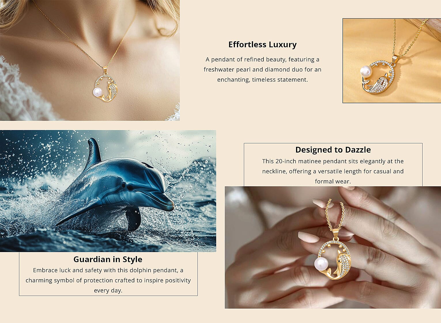 Freshwater Pearl and Simulated Diamond Pendant Necklace 20 Inches in Goldtone Banner