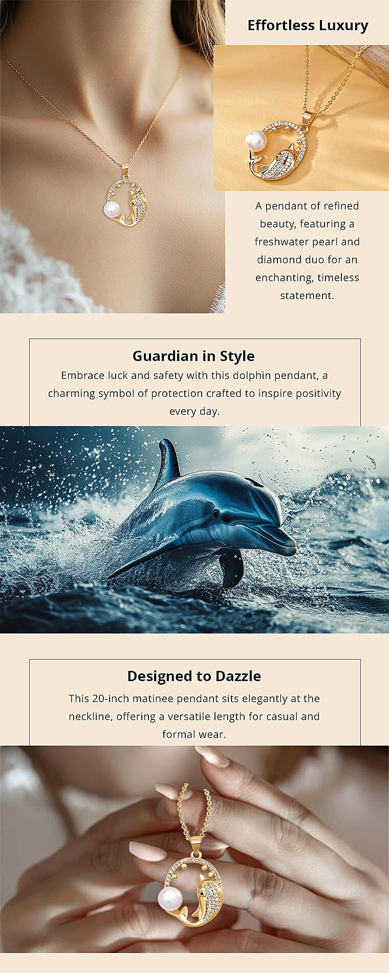 Freshwater Pearl and Simulated Diamond Pendant Necklace 20 Inches in Goldtone Banner