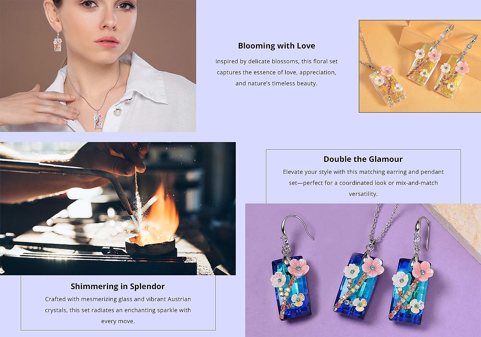 Crystal Necklace and Earrings in Silvertone Banner